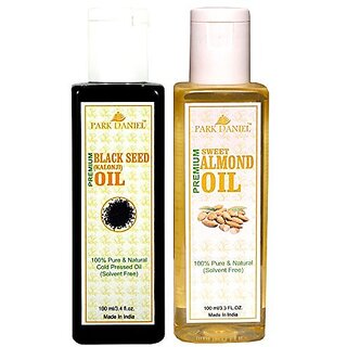 Park Daniel Premium Sweet Almond oil and Black seed oil(Kalonji) combo pack of 2 bottles of 100 ml(200 ml)