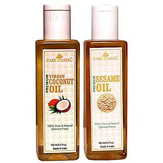Park Daniel Virgin Coconut oil and Virgin Sesame Oil - Pure and Natural Combo pack of 2 bottles of 100 ml(200 ml)