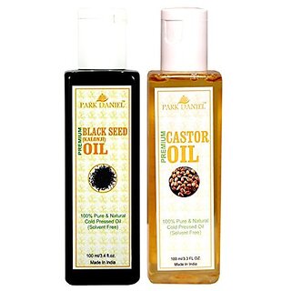 Park Daniel PremiumCastor oil and Black seed oil(Kalonji) combo pack of 2 bottles of 100 ml(200 ml)