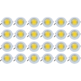                       Bene Gleam Virgin Plastic Round Ceiling Light, (Yellow 7w, Pack of 24 Pcs)                                              