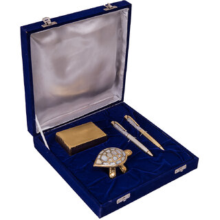 24K Gold Playing Cards, Feng-shui Tortoise, Gold Plated Pen  German Silver Ball Pen Gift Set