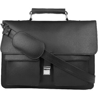 PY Fashion Pu Black Laptop Messenger Bag