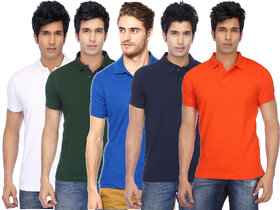 K-TEX Mens Multicolor Cotton Blend Gyming Tshirt Pack of 5