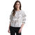 Texco Women Off White Textured Printed Front Belted Volume Sleeves Top