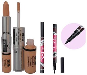ADS Foundation And Concealer Double Action with Sketch Pen Eyeliner(pack of-2)