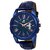 Espoir Men Blue Round Dial Leather Strap Analog Watch