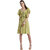 Texco Women Yellow Butterfly Sleeves Front Slit Grommets Detailing Dress