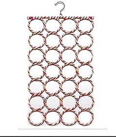 Kudos Single Piece 28 Rings Folding Rope Hanger for Scarf, Belts, Shawls, Ties and More (Random Color)