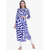 Varkha Fashion Women's Blue Geometric Long Straight Stitched Kurti