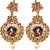 Asmitta Padmaavat Styled Round Shape With Leaf Design & LCT Stone Gold plated Dangle Earring For Women