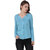 Texco Women Sky blue Solid Full sleeve V' neck Top