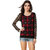Texco Women Red & Black Cheched Full sleeve Scoop neck Top