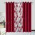 Famekart Royal Maroon Long Crush 1 Floral Curtain  2 Plain Curtain Window  Door Curtain (Pack of 3  Piece 7 Feet Curtains)
