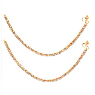 Gold plated alloy Anklet with White stone by sparkling Jewellery
