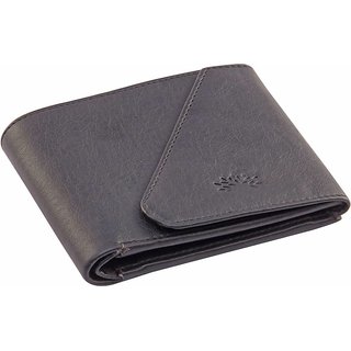 Woodland Side Flap Men Black Artificial Leather Wallet