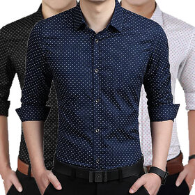 GLADIATOR PRODUCTS DOTTED SHIRT SLIMFIT COMBO OF 3