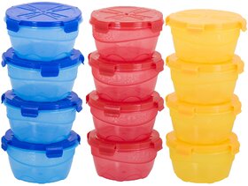 Skyedventures Combo Four Lock Pack of 12- 4 Blue,4 Red,Yellow Plastic Container