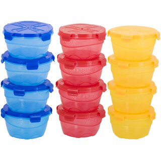 Skyedventures Combo Four Lock Pack of 12- 4 Blue,4 Red,Yellow Plastic Container