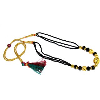                       Big Golden Ball Black Beads Mangalsutra                                              