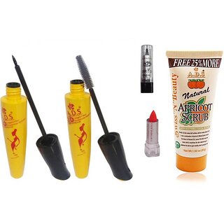 ADS 1612Eyeliner Mascara Mini Lipstic With Scrub Free kajal(set of-5)