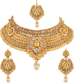 Asmitta Jewellery Gold Plated Gold Zinc Necklace set for women