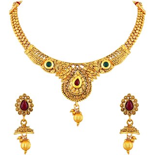 Asmitta Jewellery Gold Plated Gold Zinc Necklace set for women