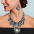Asmitta Glistening Designer Rhodium Plated Matinee Style Necklace Set For Women