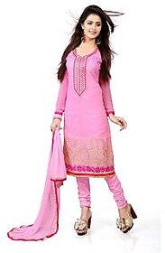 Women Chanderi Unstitched Salwar Suit (Baby Pink)