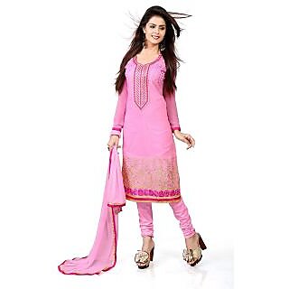                       Women Chanderi Unstitched Salwar Suit (Baby Pink)                                              
