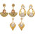 3 Pair of Gold Plated Earring with White Stone by Sparkling Jewellery