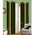 Famekart Royal Dark Green Shade Stripped Pattern Design Window  Door Curtain (Pack of 2 Piece 7 Feet Curtain)