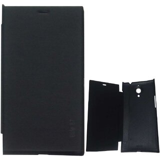                       Black Premium Leather Flip Cover case for Gionee ELife E7                                              