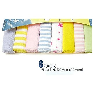 JSR BROTHERS Hosiery 8 Pcs Newborn Baby Soft Cotton Face Towels (Multicolor)