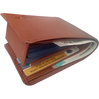 Eaglebuzz Tan New Genuine Leather Wallet Men with Card Slots (E5)