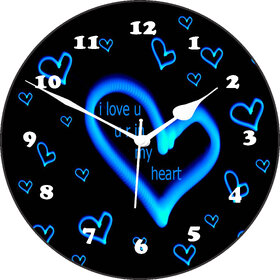 3d blue heart3 wall clock