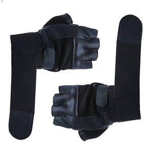 CP Bigbasket Gym Gloves - Black with Net with Wrist Strap