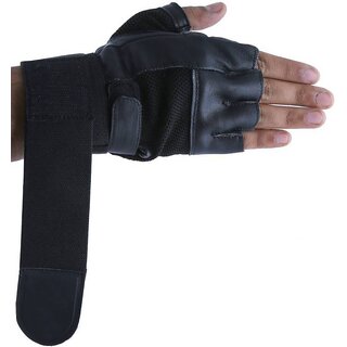 CP Bigbasket Gym Gloves - Black with Net with Wrist Strap(Black Gym Glove)