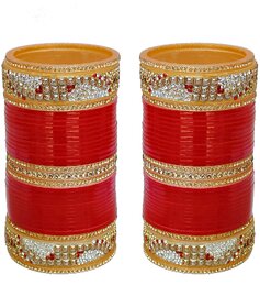 Lucky Jewellery Red Designer Chura Bridal Wedding Punjabi Choora Fashion Jewellery Chuda Set
