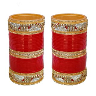 Lucky Jewellery Red Designer Chura Bridal Wedding Punjabi Choora Fashion Jewellery Chuda Set