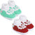 Neska Moda Pack Of 2 Baby Infant Soft Green and Maroon Booties For Age Group 0 To 12 Months BT42andBT84
