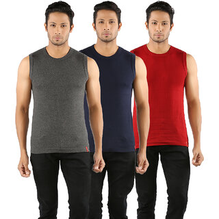 Solo Mens Designer Round Neck Cotton Muscle Tee Vest Casual Sleeveless (Pack of 3)