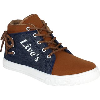 Weldone Red Lace-up Canvas Air Mix Sneakers/Casual Shoes For Men