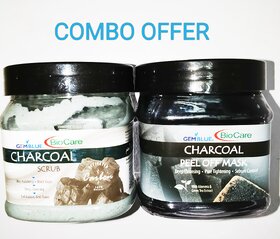 BIO CARE COMBO OFFER CHARCOAL PEEL OFF MASK AND CHARCOAL SCRUB 500GM EACH