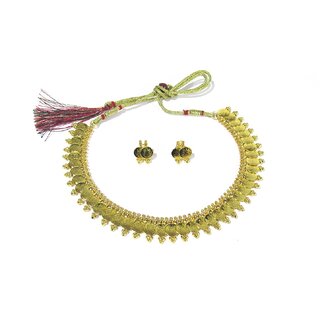                       Golden Laxmi Coin Necklace Set                                              