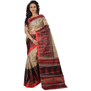 Svb Saree Red Colour Art Silk Saree Without Blouse Piece