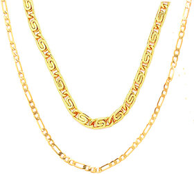 Sparkling Brass Gold Plated Sachin Chain and Fisher Gold Plated Chain for Men