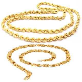 Buy Sparkling Jewellery Gold Plated Rope Design Chain and Spring Bress ...
