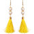 A2 Fashions Stylish Long Yellow Tassel Pearl Dangler Earrings For Women And Girls
