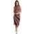 Miss Chase Women's Maroon and White Round Neck Sleeveless Striped Bodycon Dress
