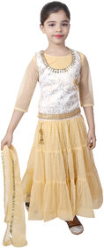 KBKIDSWEAR Girl's Embroidery Party Wear Premium Net Lancha with Dupatta Set